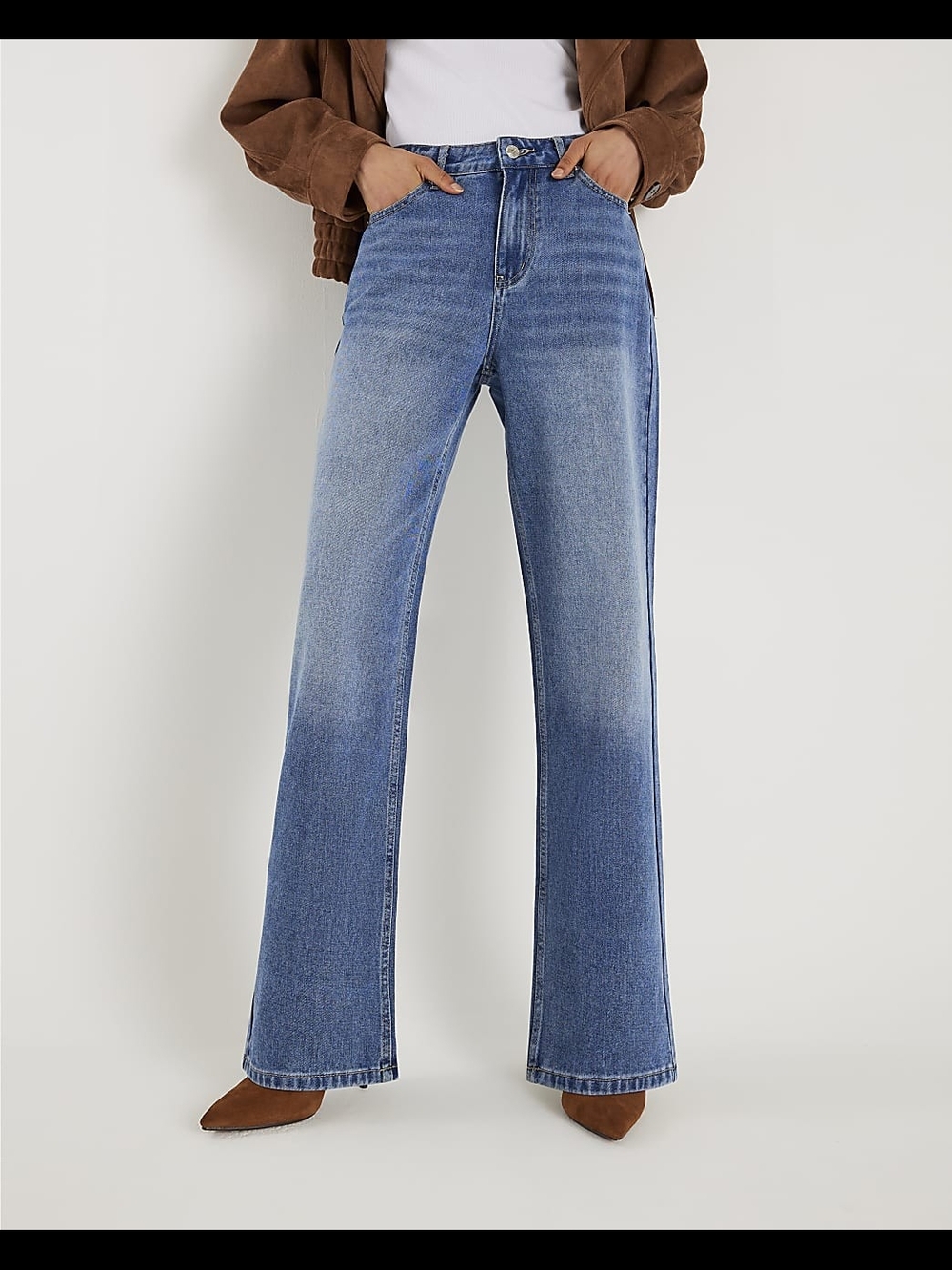 River Island Relaxed Straight Jeans in Blue Denim 4